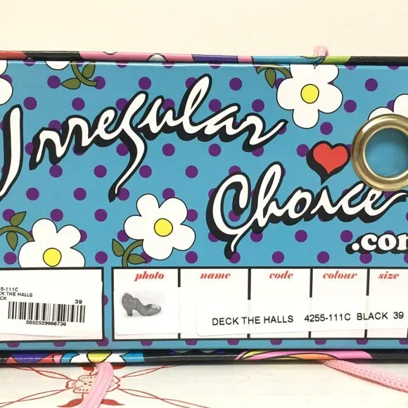 Irregular Choice Black & Silver Rhinestone "Deck The Halls" Shoes - Size 6EU/39E - Picture 13 of 13